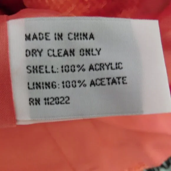 Talbots Coral Tweed Blazer with Black Fringe Trim - Picture 4 of 6